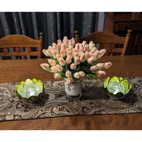 Garden Solar Light Outdoor (2Pack), Crackle Globe Glass Lotus Decoration - Picture 2 of 2